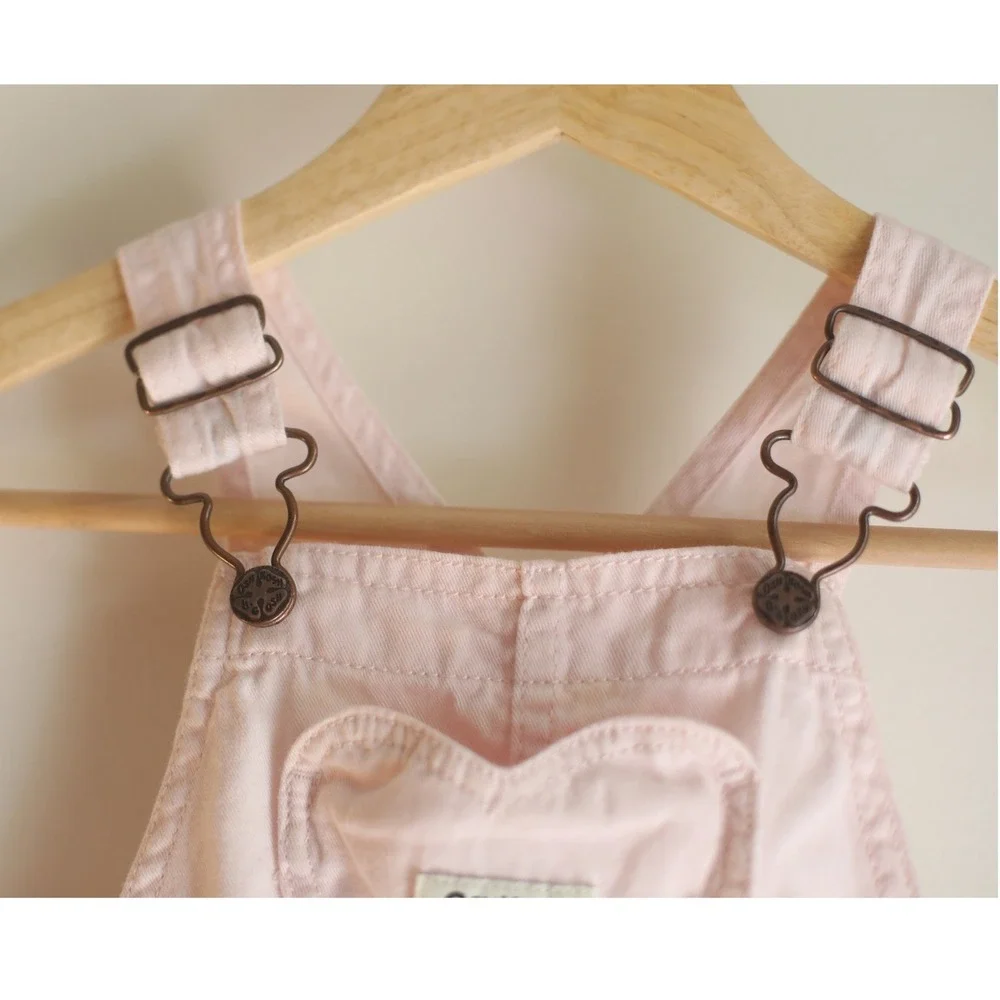 OshKosh Bgosh Kids Pink Denim Heart Pocket Vestbak Overalls Pants